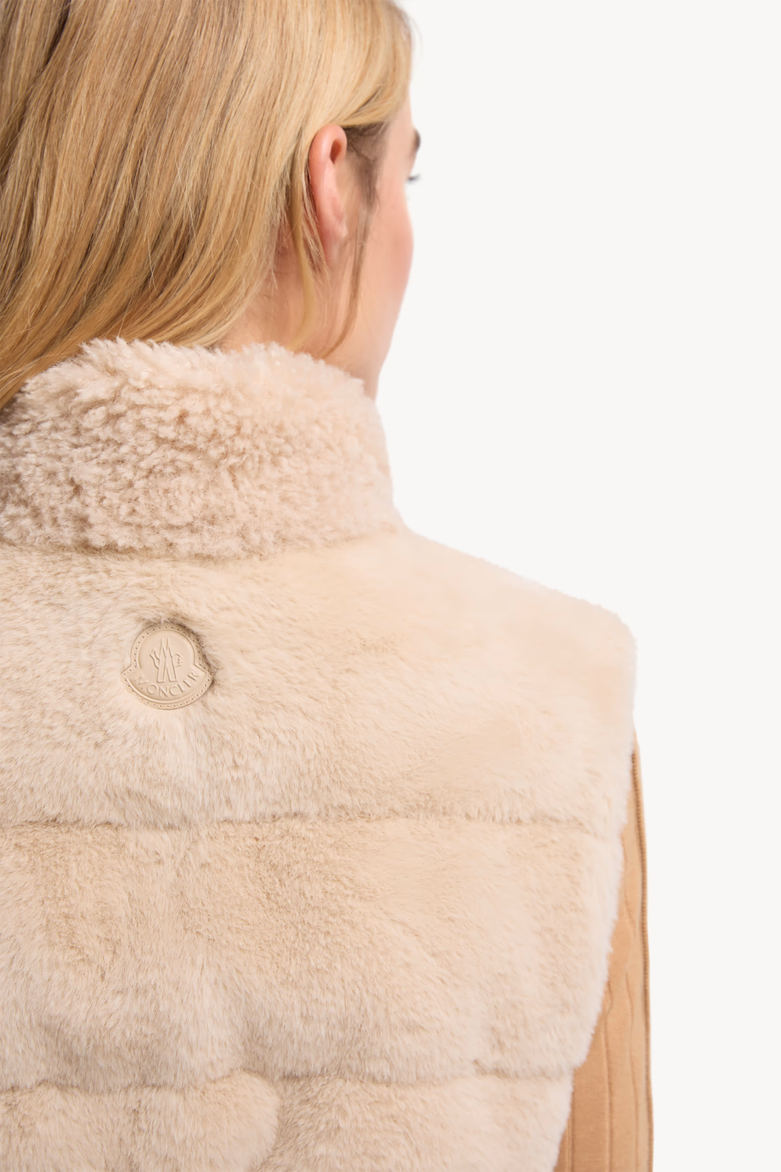Joui Faux Fur & Teddy Down Vest Women White Ivory Moncler 7